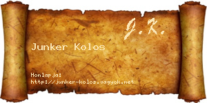 Junker Kolos névjegykártya